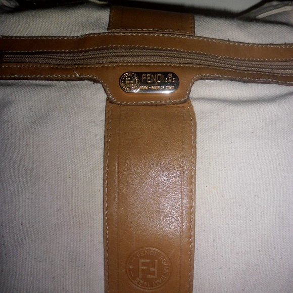 VTG Fendi Refurbished off white Canvas Handbag M - Picture 6 of 14